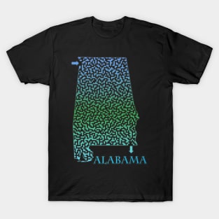 Alabama State Outline Coastal Themed Maze & Labyrinth T-Shirt